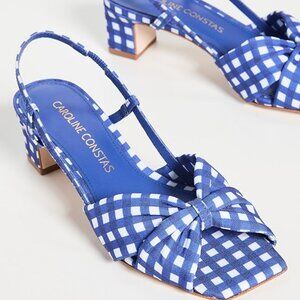 Caroline Constas Beck Sandal - Size 11 41 - Blue Gingham Slingback